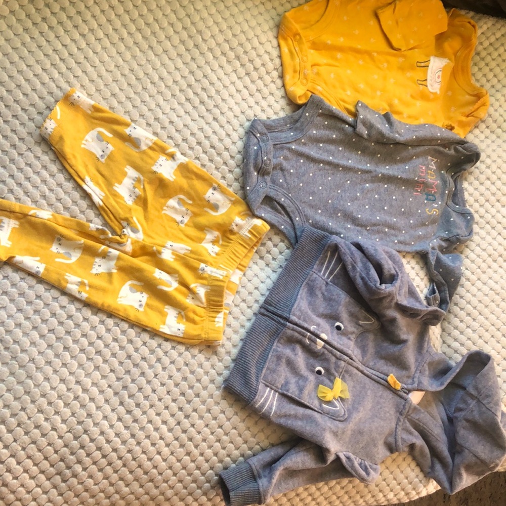 Carters euc 3-6m cute cat set w/ llama & mama mini onesie cotton